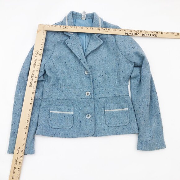 Old Navy Blazer Light Blue Tweed Dark Blue & Yellow Accents 3 Button Size Small - Picture 4 of 8